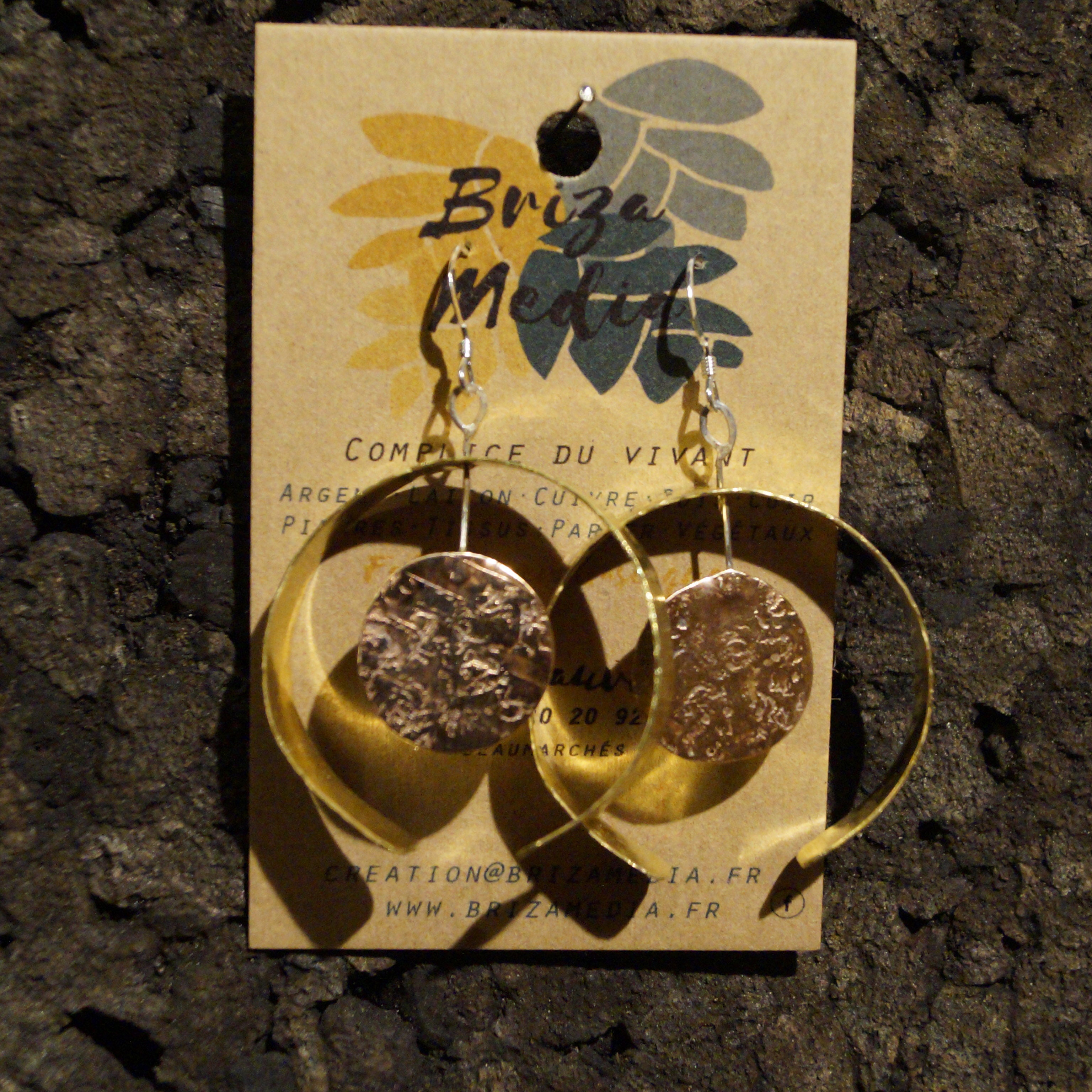 Boucles d'oreilles - Les mouvantes - Cuivre et laiton