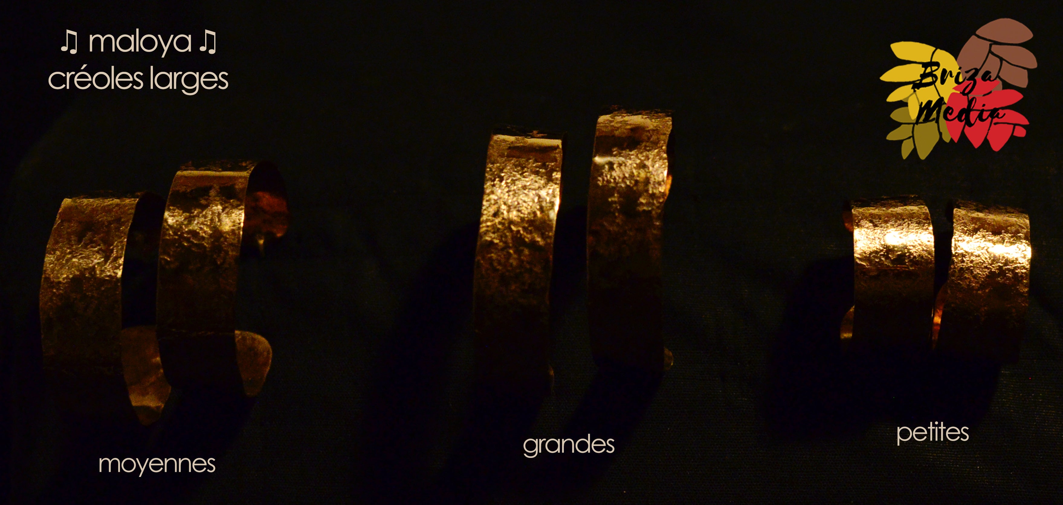 Boucles d'oreilles - Créoles ♫ Maloya ♫ Ruban de cuivre large
