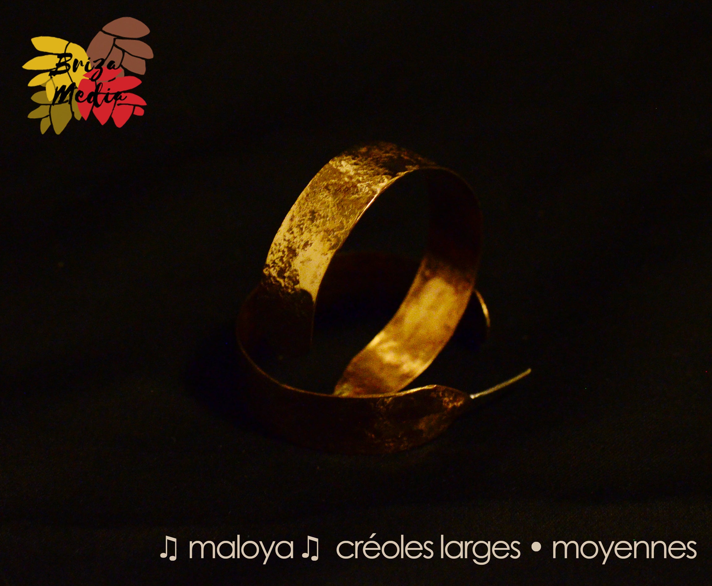 Boucles d'oreilles - Créoles ♫ Maloya ♫ Ruban de cuivre large