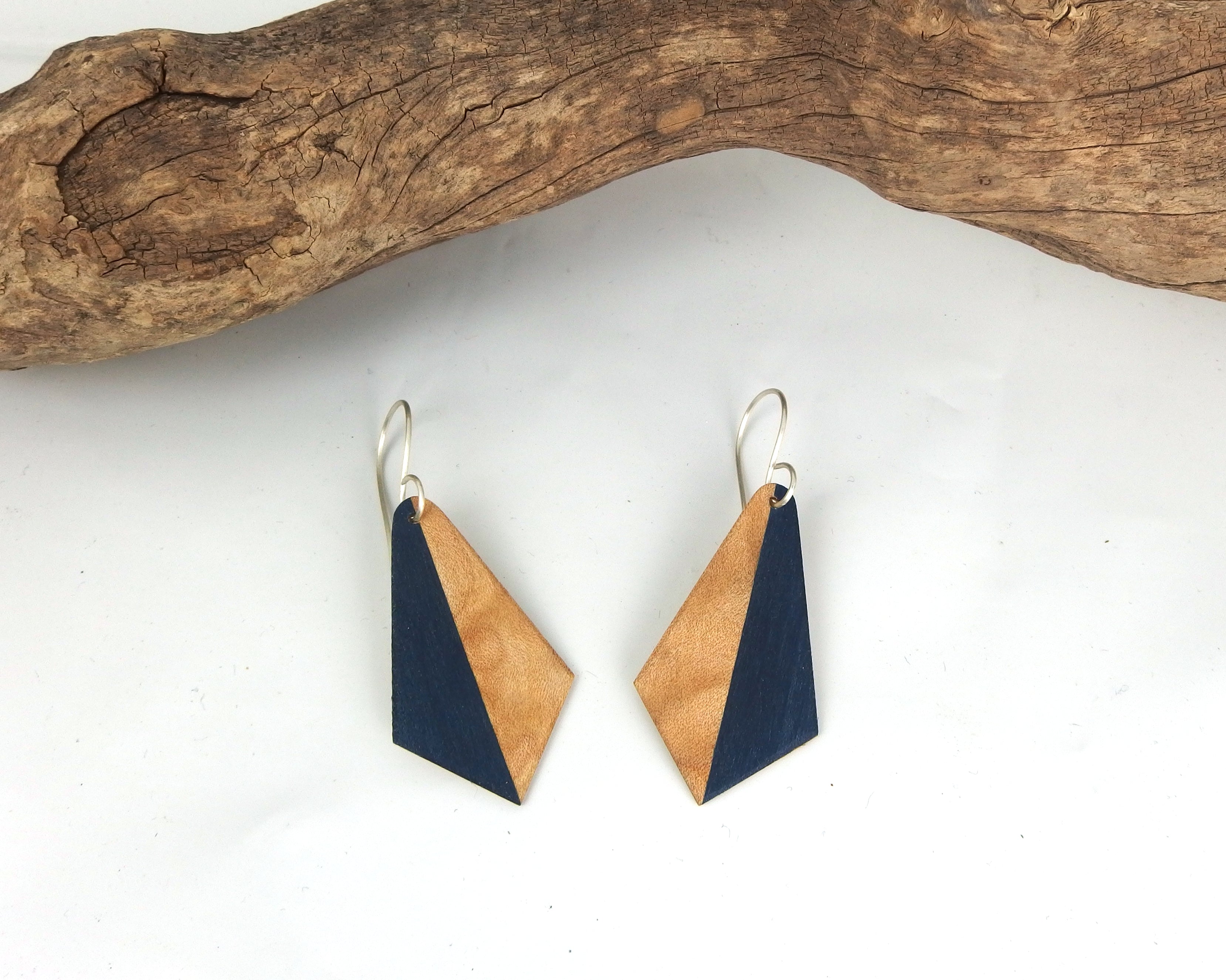 Boucles d'oreilles losange - bleu et blanc