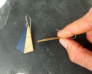 Boucles d'oreilles en bois précieux - Tulipier bleu et érable pommelé