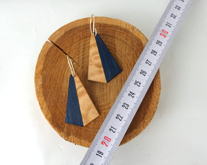 Boucles d'oreilles en bois précieux - Tulipier bleu et érable pommelé