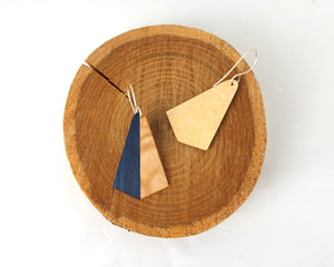 Boucles d'oreilles en bois précieux - Tulipier bleu et érable pommelé