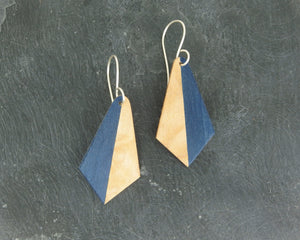 Boucles d'oreilles losange - bleu et blanc